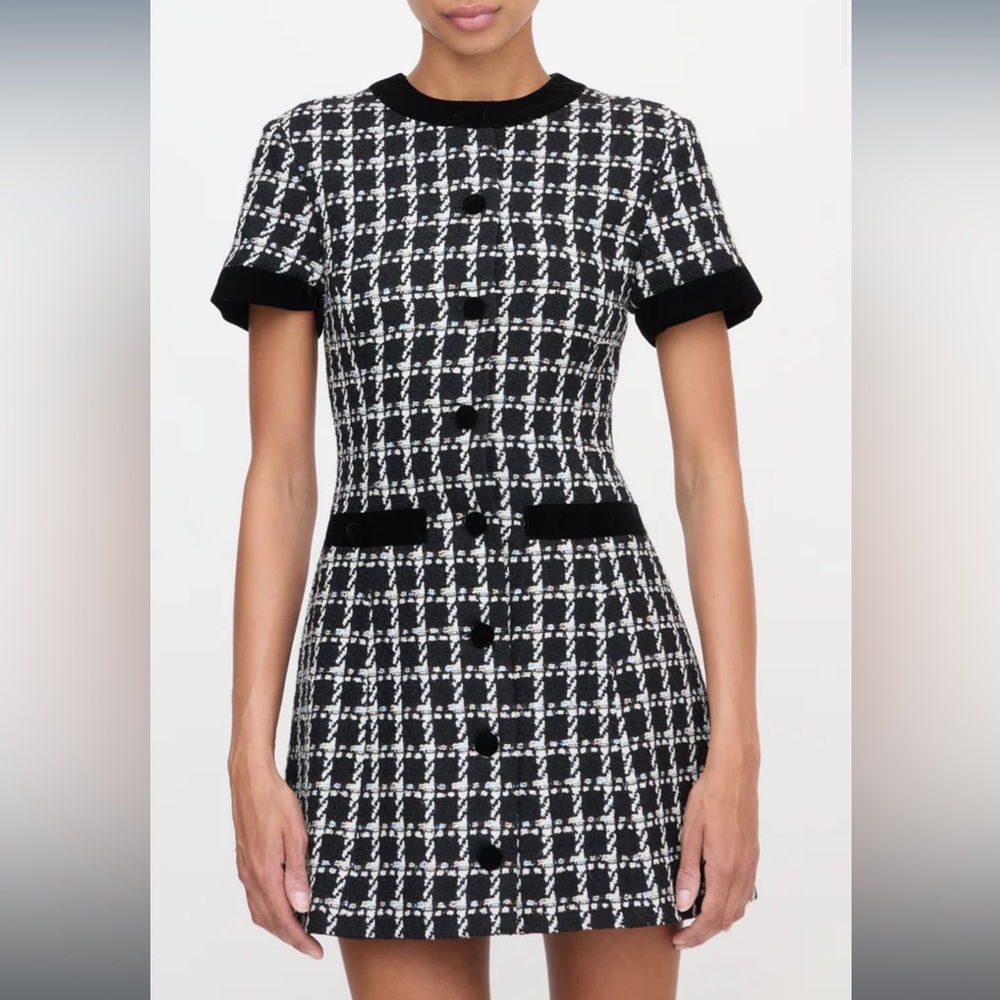 Hill House Black and White Tweed Mini Dress
